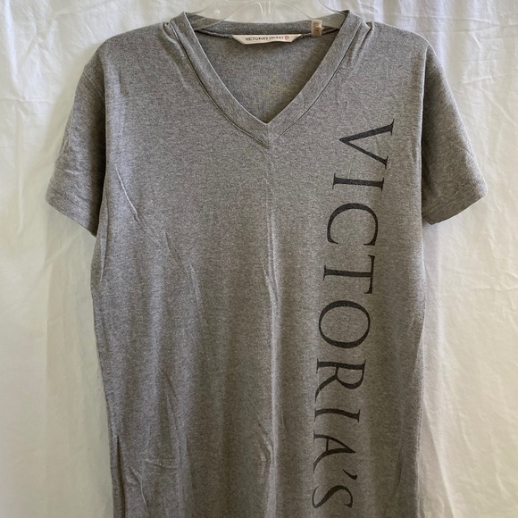 VICTORIA'S SECRET Cotton V-Neck Sleepshirt Gray Size: X-Small - Picture 2 of 6